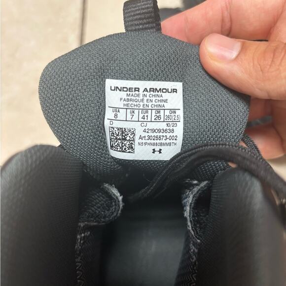 UNDER ARMOUR HOVR Dawn men’s size 8 boots 3025573-002, Black-Black-Jet Gray - Picture 5 of 5